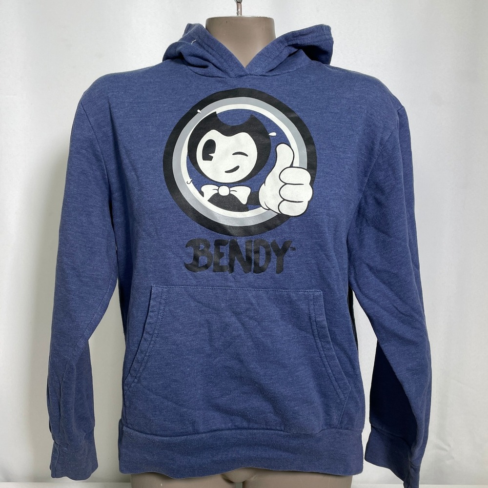 Bendy and the Ink Machine Winking Thumbs Up Blue Hoodie Women's LARGE